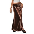 thumbnail image 1 of Felirenzacia Ladies Fashion Women Solid Color Elastic Waist Drawstring Long Skirt, 1 of 6