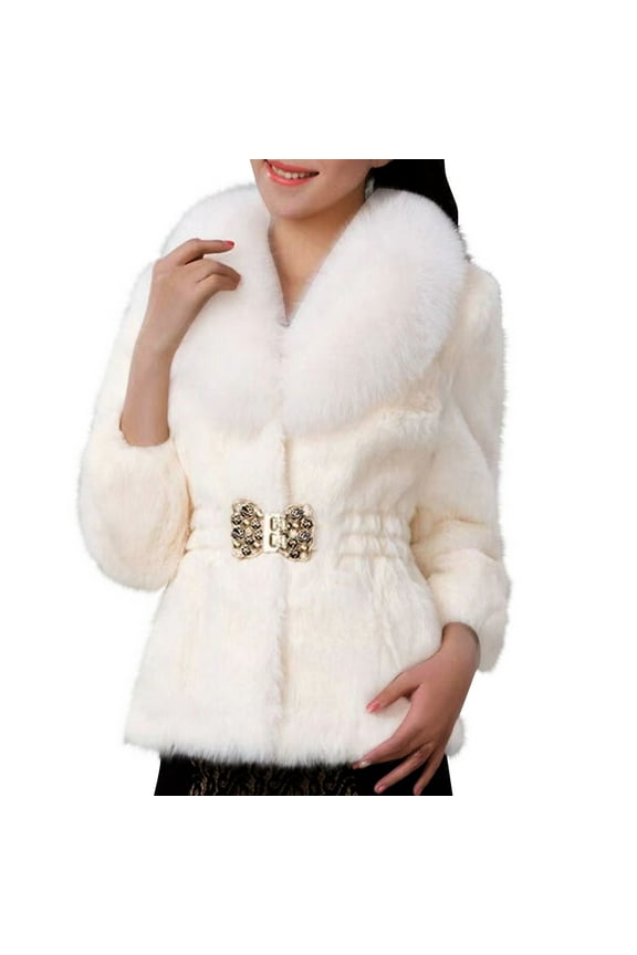 Luxury Faux Fur Coat for Women Winter Fur Coat Wedding Party Fur Stole Wraps for Evening Dresses