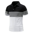 thumbnail image 1 of Felirenzacia Men Casual Button Short Sleeve Plaid Colorblock Turndown Pullover T-Shirt Tops, 1 of 9