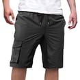 thumbnail image 1 of Felirenzacia Men Casual Patchwork Pocket Elastic Waist Straight Half Shorts Pants Sport Pants, 1 of 5
