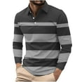 thumbnail image 1 of Felirenzacia Men’s Classic Fit Striped Polo Shirt, Quick Dry Moisture Management Sports Top, Gray,2XL, 1 of 3
