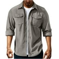 thumbnail image 1 of Felirenzacia Men's Corduroy Button Up Shirt Jacket with Front Pockets, Solid Color Outwear Durable Workwear Coat, Gray,M, 1 of 8