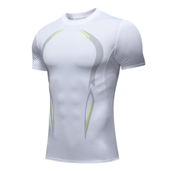 Felirenzacia Men's Fitted Breathable Moist Wicking Quick Dry T-Shirt Short Sleeve Summer Tee Top Solid Pullover for Plus White,3XL
