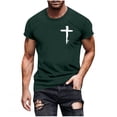 thumbnail image 1 of Felirenzacia Men's Hanukkah Cross Graphic T-Shirt Casual Stretch Moist Wicking Tee Summer Short Sleeves Pullover Army Green,XL, 1 of 5