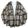 thumbnail image 1 of Felirenzacia Men’s Long Sleeve Flannel Shirt Jacket with Hood, Berber Lined Polyfill Insulated Plaid Outerwear Warm, 1 of 5