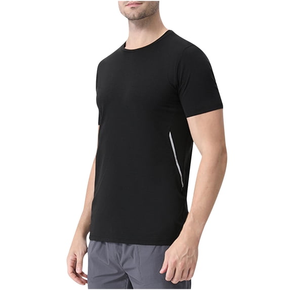 Felirenzacia Men's Moisture Wicking T-Shirts, Short Sleeve Crewneck Solid Color Tees