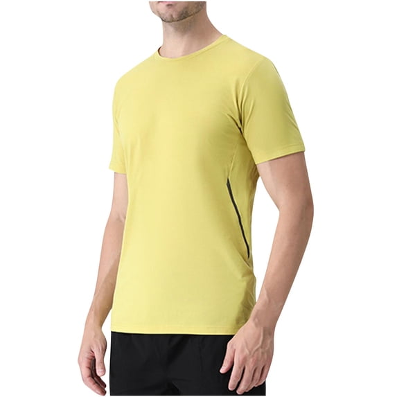 Felirenzacia Men's Moisture Wicking T-Shirts, Short Sleeve Crewneck Solid Color Tees