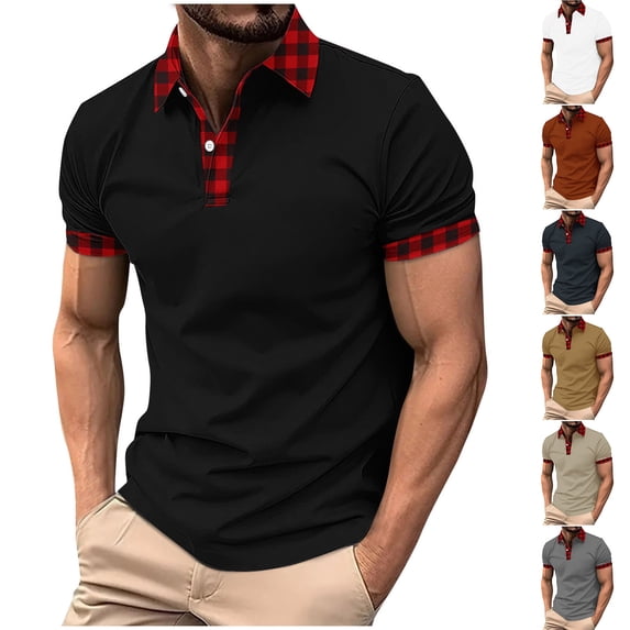 Felirenzacia Men’s Performance Golf Polo Shirt, Short Sleeve Stretch Fit Moisture Control Top, Black,M