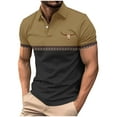 thumbnail image 1 of Felirenzacia Men’s Performance Polo Shirt, Short Sleeve Moisture Wicking Stretch Golf Top, Khaki,3XL, 1 of 5
