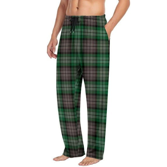 Felirenzacia Men's Scotish Tartan Pajama Pants with Pockets Home Sleepwear Pj Bottoms Green,XL