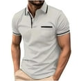thumbnail image 1 of Felirenzacia Men’s Short Sleeve Stretch Polo, Lightweight Workout Golf Activewear Shirt, Gray,S, 1 of 3