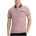 thumbnail image 1 of Felirenzacia Men's and Men's Plus Slim Fit Performance Polo Shirt with Pocket, Short Sleeve Cooling Mesh Golf Shirt, Pink,2XL, 1 of 5
