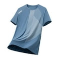 thumbnail image 1 of Felirenzacia Men's and Men's Plus T-Shirt Lightweight Active Quick Dry Moist Wicking Striped Short Sleeves Pullover Tee Top Blue,2XL, 1 of 2