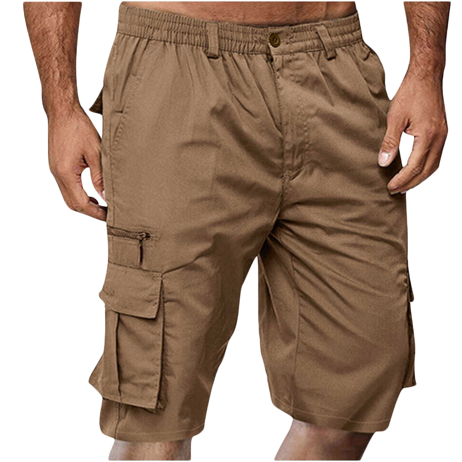 Felirenzacia Men's Casual Solid Knee Length Cargo Shorts Felirenzacia Men's Casual Solid Knee Length Cargo Shorts