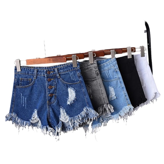 Felirenzacia No Boundaries Denim Shorts for Women Distressed Jean Shorts Ripped Summer Hot Short,Blue,3XL