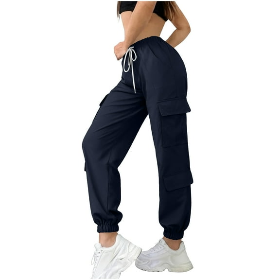 Felirenzacia Women's Active Cargo Pants, Multi Pockts Elastic Waist Cuffed Cargo Work Sweatpants for Climbing Outdoor Activities