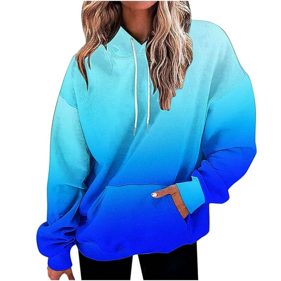 Felirenzacia Oversized Sweatshirt for Women Gradient Loose Fit Casual Long Sleeve Hooded Sweatshirts Hoodies with Pocket