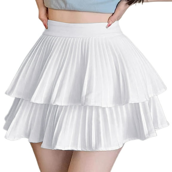 Felirenzacia Pleated Skort for Girls Double Layers A-Line Tennis & Golf Skirt, Pull-On High Waist School Uniform Mini with Lightweight Fabric