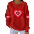 thumbnail image 1 of Felirenzacia Plus Size Women’s Valentine Hoodie Love Heart Print Long Sleeve Casual Comfy Pullover Top Romantic Holiday Outfit Women’s Fashion, Red,S, 1 of 4
