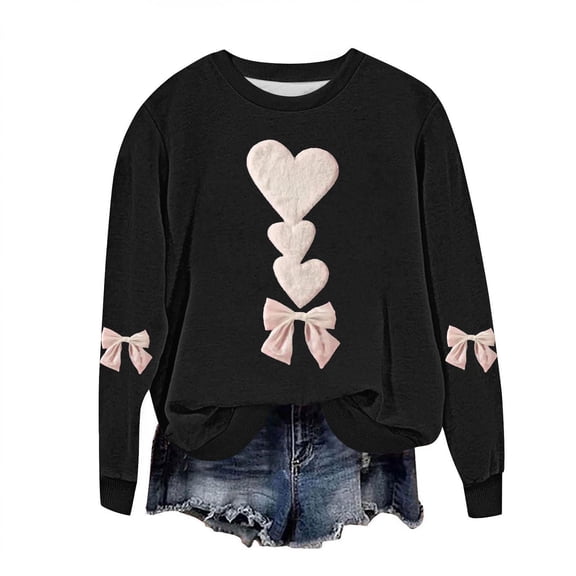 Felirenzacia Plus Size Women’s Valentine Shirt Romantic Heart Print Casual Fashion Top for Women, Black,5XL