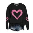 thumbnail image 1 of Felirenzacia Plus Size Women’s Valentine Sweatshirt, Cute Heart Graphic Pullover Top for Love Season, Black,M, 1 of 5