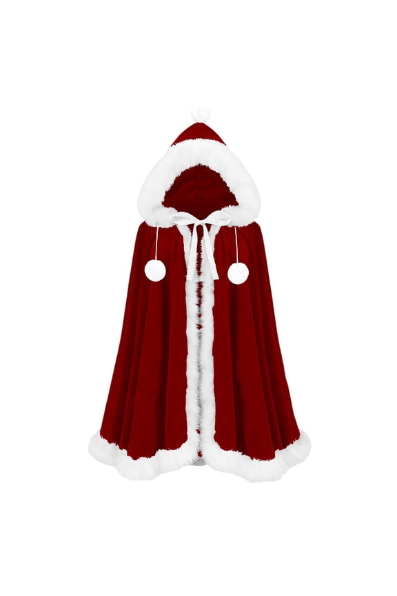 Santa Cape for Women Men Adult Christmas Santa Claus Robe Hooded Cloak Mrs Claus Coat Red Velvet Hooded Cape Availiable in 24",32",40",47"