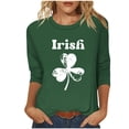 thumbnail image 1 of Felirenzacia St. Patrick Theme Women’s Undershirt 3/4 Sleeve Clover Print Tee Holiday Daily Pullover Top Sweatshirt, Green,L, 1 of 4