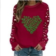 thumbnail image 1 of Felirenzacia St. Patrick Women’s Raglan Sweatshirt Shamrock Print Long Sleeve Pullover Tops Casual Holiday Shirt, Red,S, 1 of 5