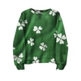 thumbnail image 1 of Felirenzacia St. Patrick’s Day Women’s Sweatshirt Shamrock Print Pullover Tops Festive Green Holiday Shirt Cozy Fleece Daily Outfit, Green,L, 1 of 7
