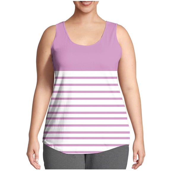 Felirenzacia Summer Big and Tall Womens Tank Tops Sleeveless Graphic Striped Color Block Shirts for Plus Women Casual Flowy Tunic Tops, L-5XL ,Pink,5XL