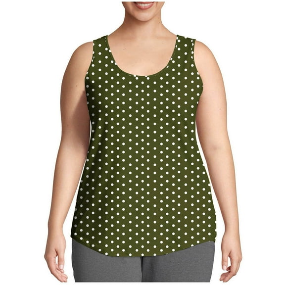 Felirenzacia Summer Plus Size Womens Polka Dots Tank Tops Sleeveless Graphic Print Shirts for Women Casual Flowy Tunic Tops,Army Green,5XL