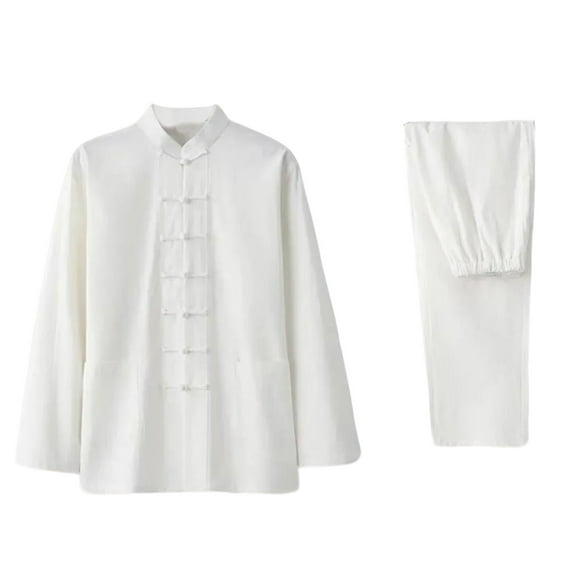 Felirenzacia Tang Suit Men Hanfu Chinese Traditional Clothes Kung Fu Shirt Uniform Long Sleeved Coat Tops and Pants