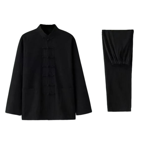 Felirenzacia Tang Suit Men Hanfu Chinese Traditional Clothes Kung Fu Shirt Uniform Long Sleeved Coat Tops and Pants