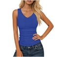 thumbnail image 1 of Felirenzacia Tank Tops for Women V Neck Ribbed Knit Slim Fitted Sleeveless Basic Tee Tanks Casual Modest Summer Clothes,Blue,2XL, 1 of 6