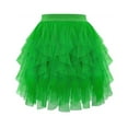 thumbnail image 1 of Felirenzacia Tulle Skirts for Women Mini Fairy Skirt Tutu A-Line Mesh Layered High Elastic Waist Skirts, Green,XL, 1 of 5