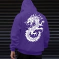 thumbnail image 1 of Felirenzacia Unisex Graphic Hoodie for Women Men, Plus Size Dragon Print Long Cuffed Sleeve Hooded Pullover Sweatshirt for Big Men,Purple,2XL, 1 of 7