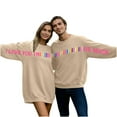 thumbnail image 1 of Felirenzacia Valentine Day I Love You This Much Oversized Matching Couples Sweatshirt, Long Sleeve Cozy Pullover Hoodie Top for His & Hers, Khaki,M, 1 of 8