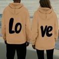 thumbnail image 1 of Felirenzacia Valentine's Day Matching Couple Love Graphic Hoodie, LO Print Pullover Tube Sweatshirt for Big Women,Khaki,3XL, 1 of 4