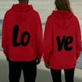 thumbnail image 1 of Felirenzacia Valentine's Day Matching Couple Love Graphic Hoodie, LO Print Pullover Tube Sweatshirt for Big Women,Red,S, 1 of 4