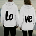 thumbnail image 1 of Felirenzacia Valentine's Day Matching Couple Love Graphic Hoodie, LO Print Pullover Tube Sweatshirt for Big Women,White,XL, 1 of 4