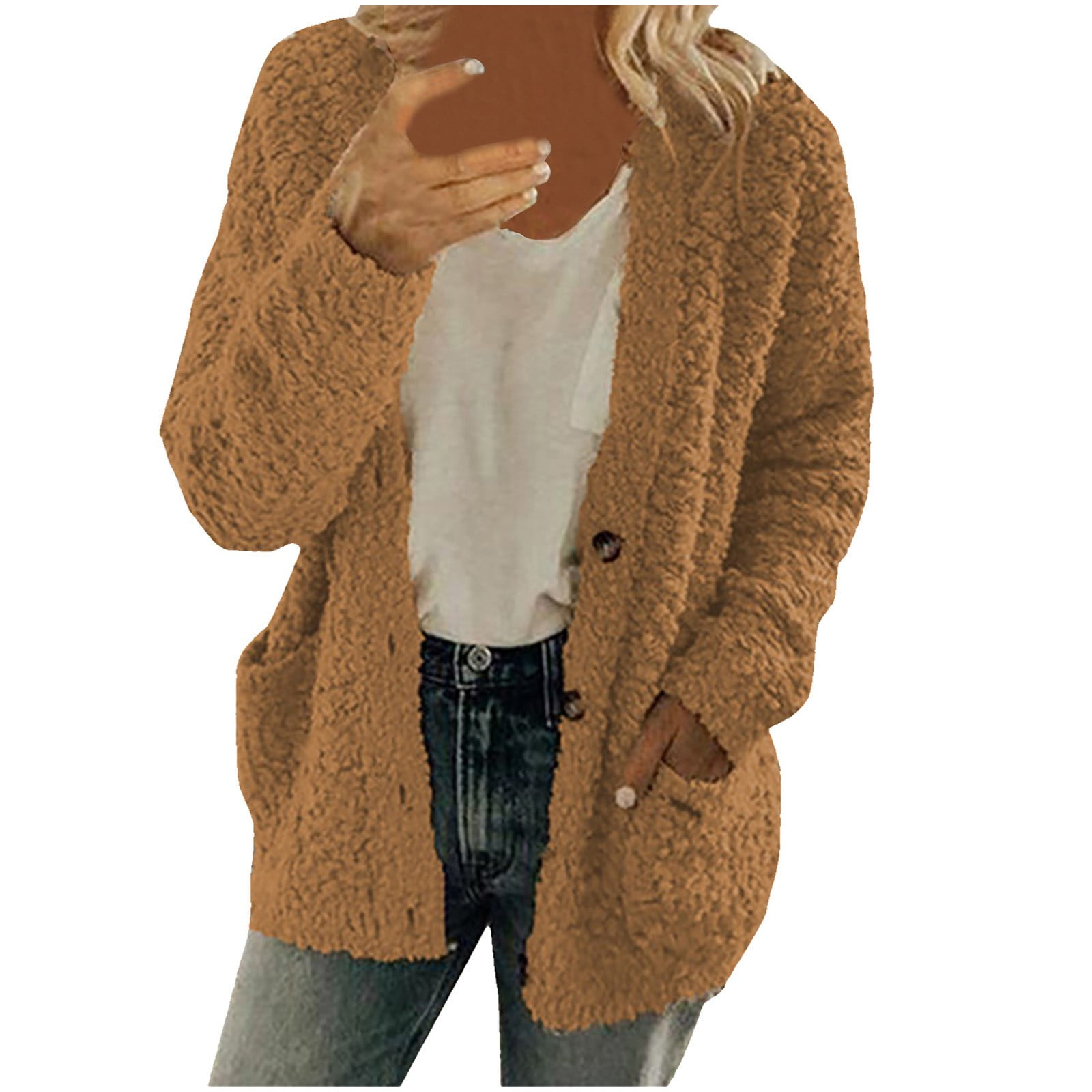 Women's short jacket warm plush elegant cardigan zipper