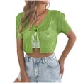 thumbnail image 1 of Felirenzacia Women Crochet Shrug Sweater Tie Front Knit Bolero Shrug for Dress Short Sleeve Cropped Cardigan Green,M, 1 of 8