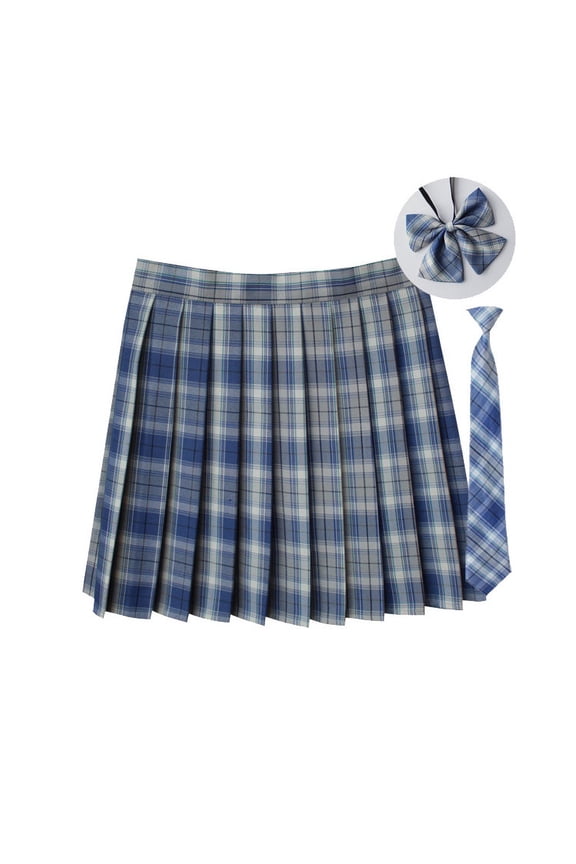 Women JK Uniform Outfit with Plaid Bow Tie 3PCS Y2K School Uniform Fashion