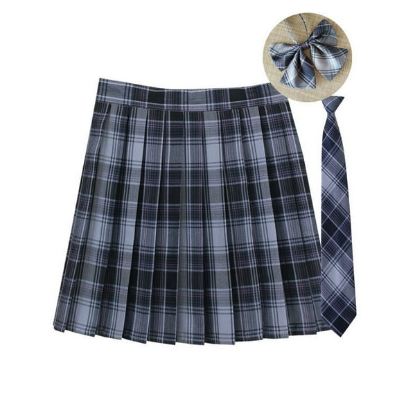 Felirenzacia Women Plaid Pleated Skirt with Bow Ties, Y2K Fall School Wear