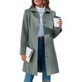 thumbnail image 1 of Felirenzacia Women Winter Wool Blend Camel Mid-Long Coat Notch Lapel Jacket Outwear for School Teacher, 1 of 9