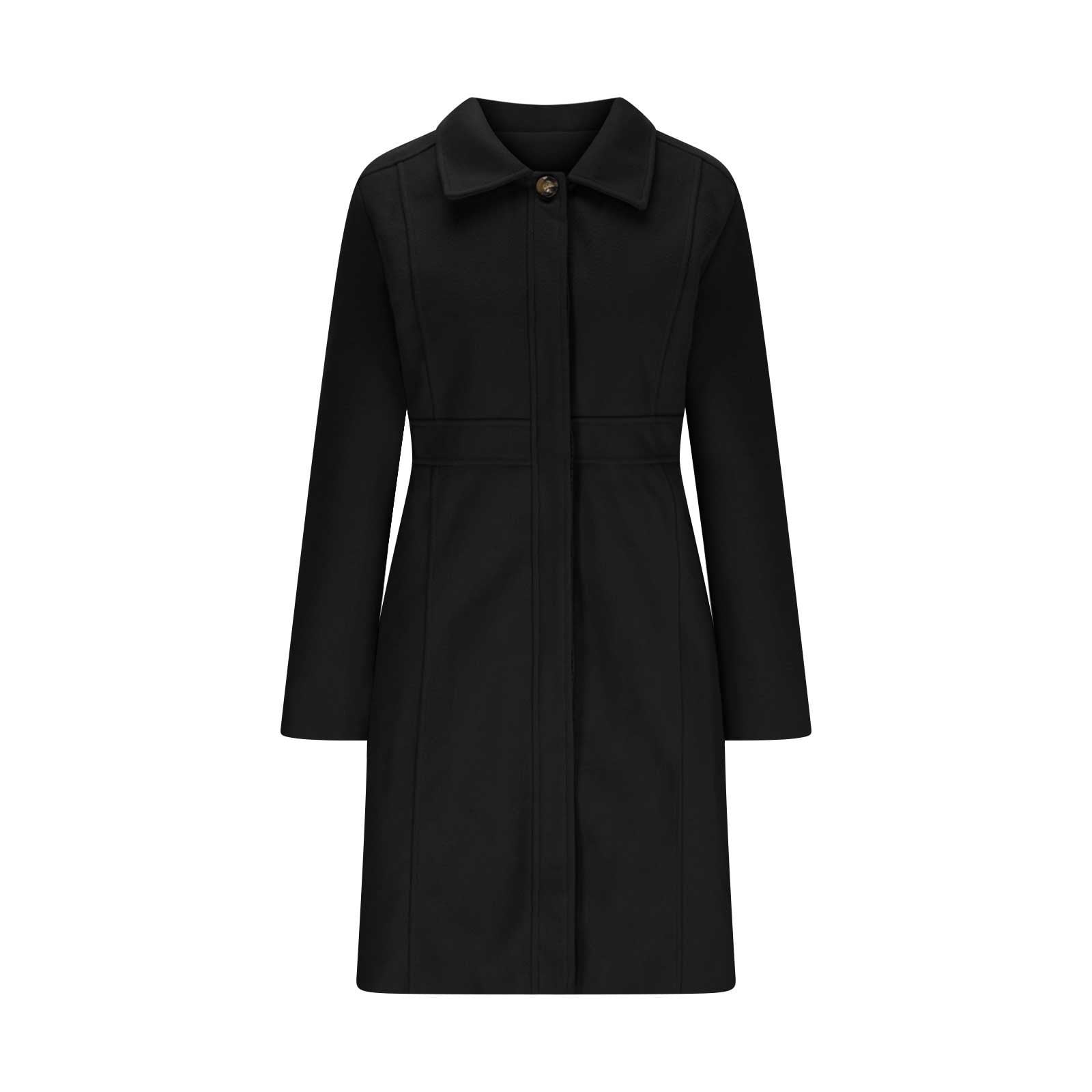Felirenzacia Women Winter Wool Blend Camel Mid-Long Coat Notch