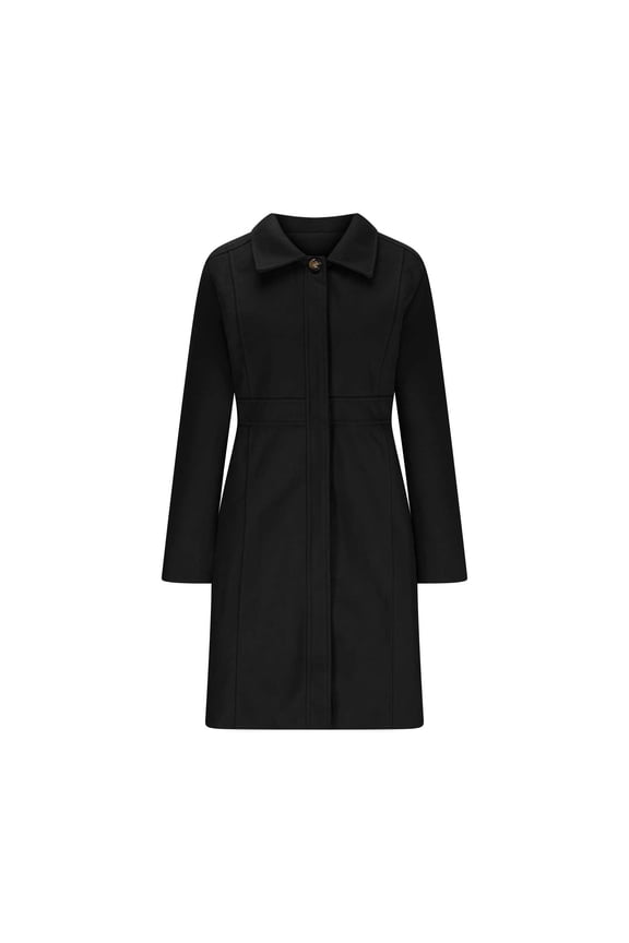 Women Winter Wool Blend Camel Mid-Long Coat Notch Lapel Jacket Outwear for School Teacher