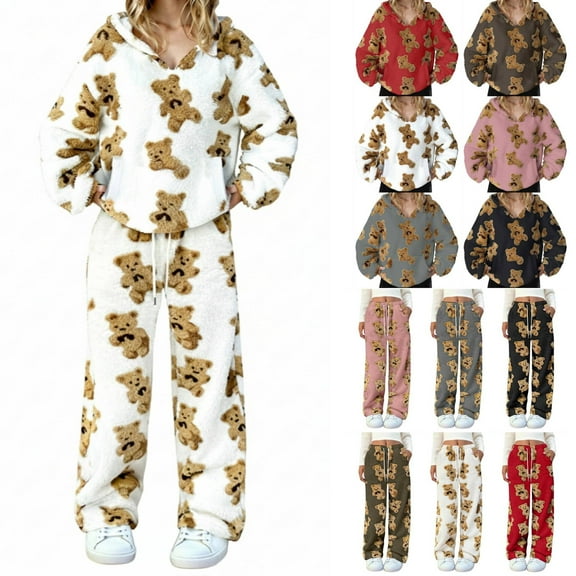 Felirenzacia Women's 2 Piece Sets 2025 Fall Outfits Long Sleeve Wide Leg Tracksuits Casual Lounge Set Matching Sets