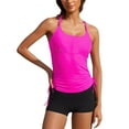 thumbnail image 1 of Felirenzacia Women's 2 Piece Tankinis, Athletic Solid Butt Lifting Boyleg Short with Printed Tank Swimsuit,Hot Pink,L, 1 of 3