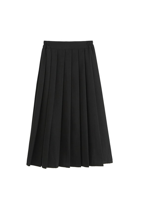 Women's 20" Knee Length Skirts with Pockets Casual Basic Midi Skirt Stretchy High Waisted Skater Flared Pleated